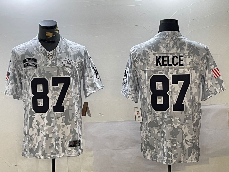 Men's Kansas City Chiefs Travis Kelce #87 Arctic Camo 2024 Salute to Service Limited Jersey